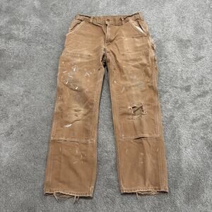 Vintage Carhartt B01 BRN Double Knee Pants Size 33x30 Made USA Distressed